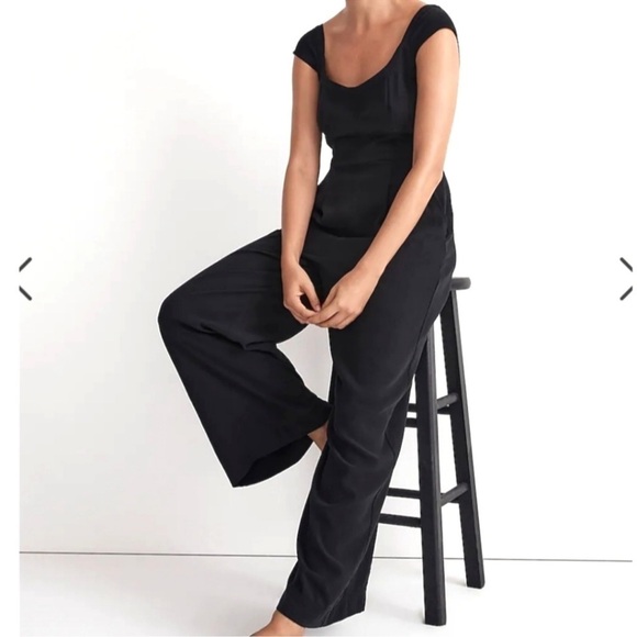 NWT Madewell Cap-Sleeve Crop Wide-Leg Jumpsuit in Black Size 2 - Picture 16 of 16